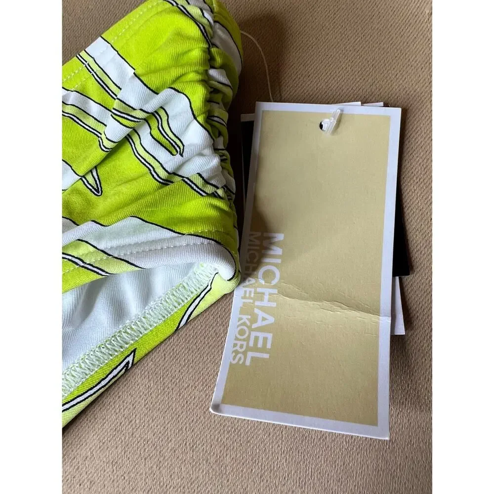 Michael Kors Limeade Zebra Print Bikini Bottom M NWT